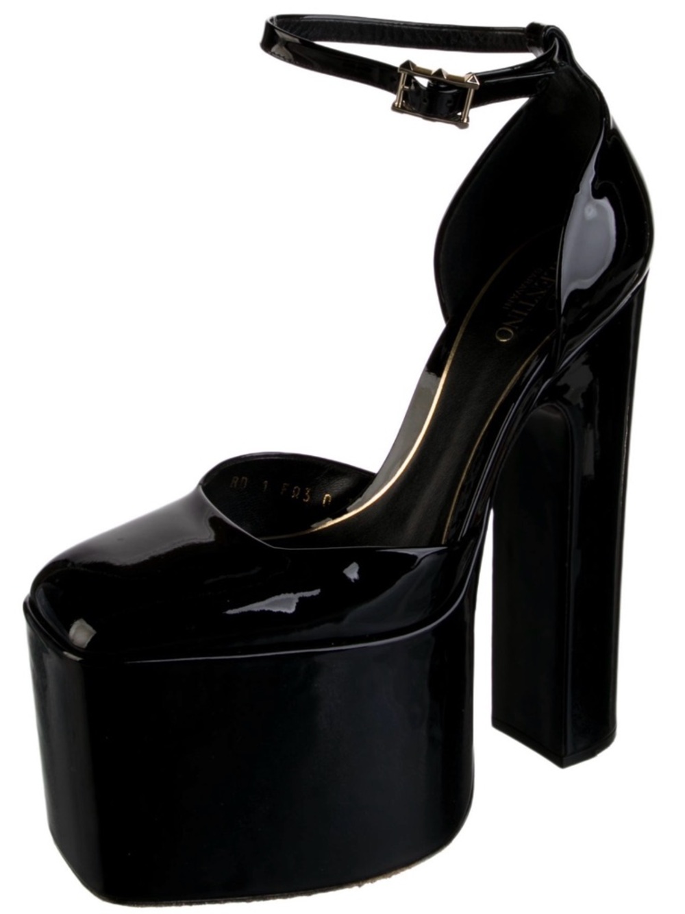 Valentino Black Patent Leather D’Orsay Platform Ankle-Strap High Heels